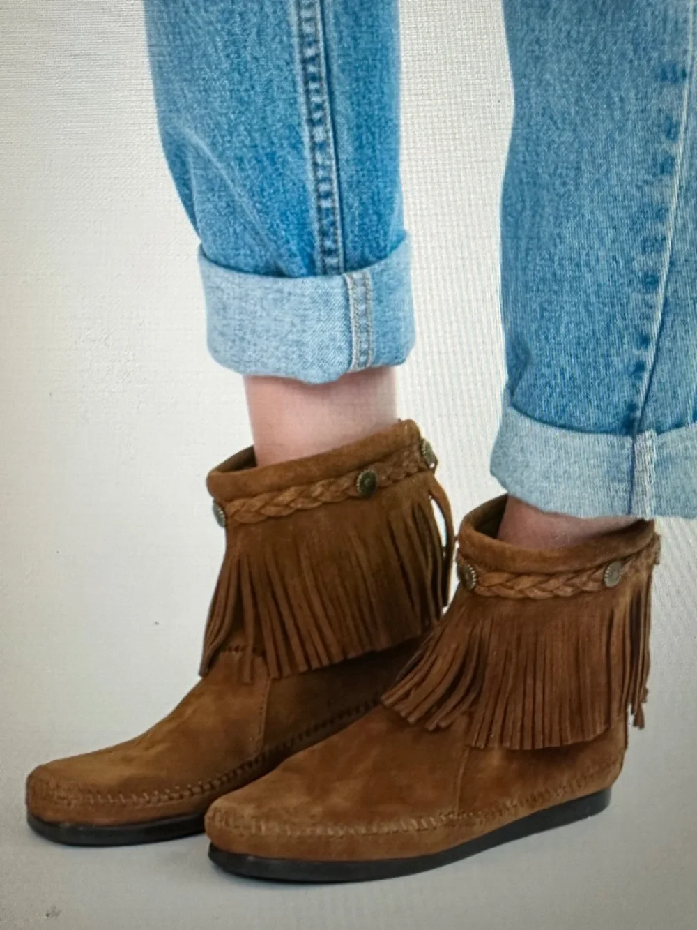 Minnetonka Fringe Bootie NWOT